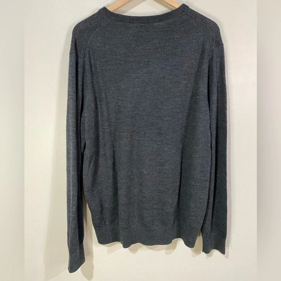 Men V-Neck Merino Wool Sweater XL navy blue LANDS END casual cozy warm soft - Picture 2 of 7